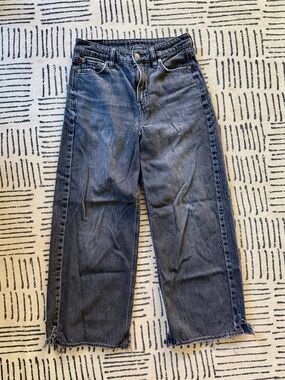 American eagle wide Leg Frayed Hem black denim Jeans